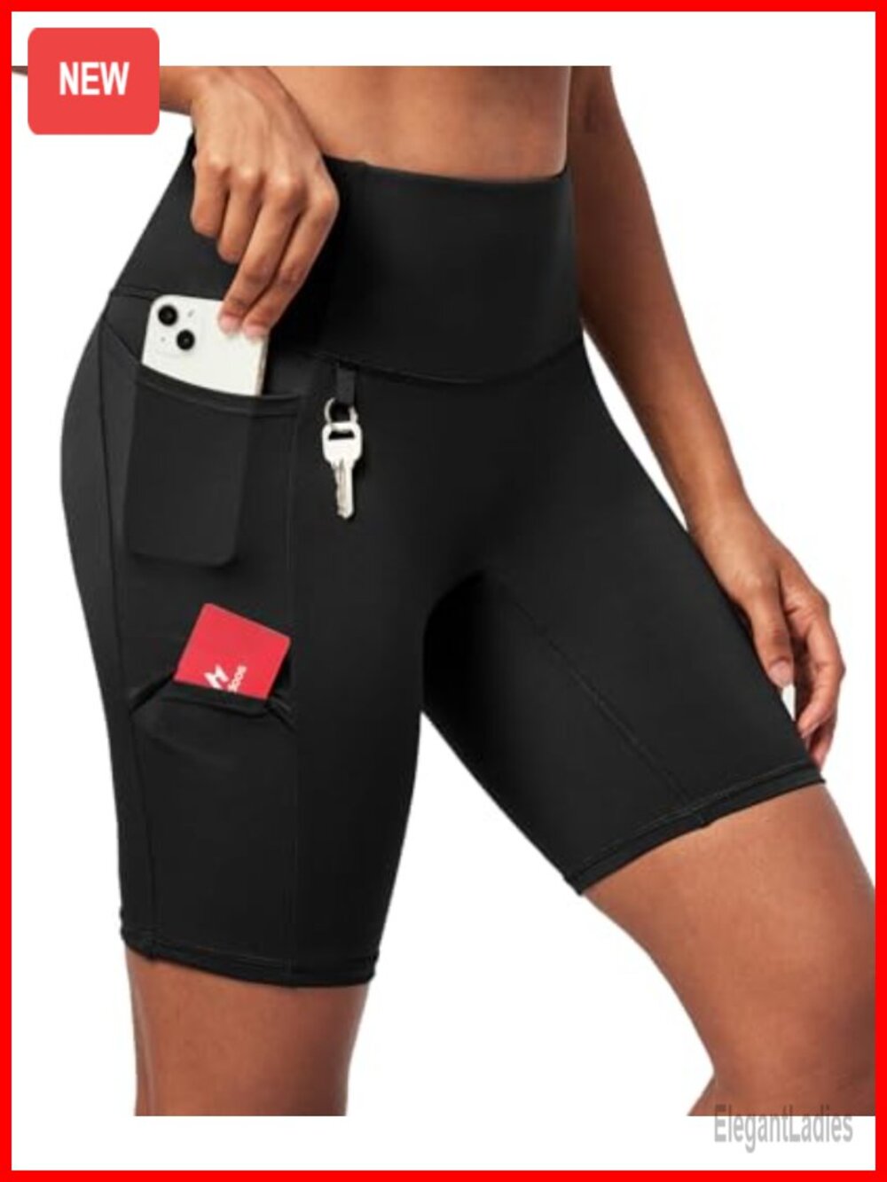 Biker Shorts Women Tummy Control 4 Pockets Spandex High Waisted UPF50+ Workout